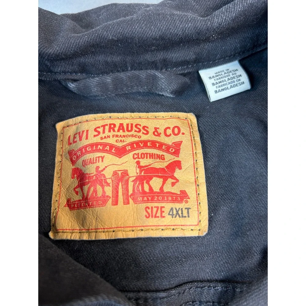 Levis Mens Denim Trucker Vest Black Sleeveless Jacket 4XLT Big & Tall 3068